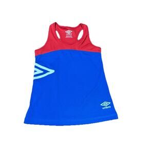 Umbro Girls Tank Top Size S Red Blue Halter Polyester Activewear Racerback Logo